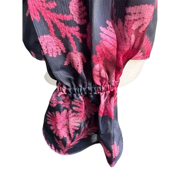 Ted Baker London Women's Floral Blouse Size 0 Multicolor Long Sleeve Tie Neck - Picture 5 of 16